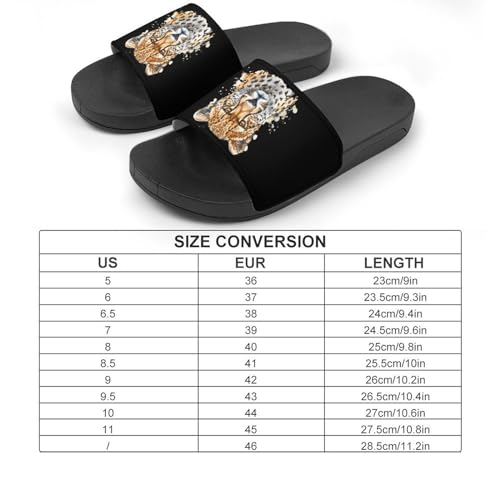 Leopard Cheetah Leopard Head Watercolor PVC Slide Sandals Non-Slip Shower Slipper Open Toe House Shoes for Men Women2