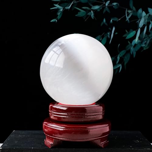 Cristal de sélénite en boule pierre de protection feng shui office