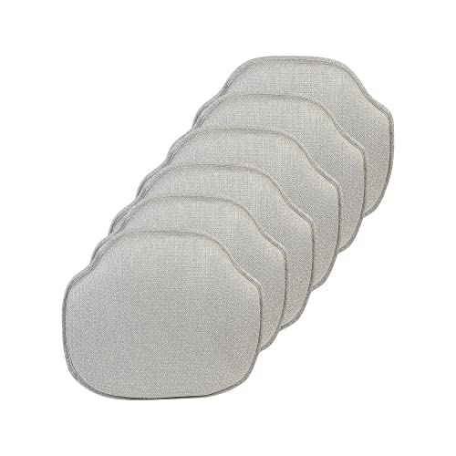 Klear Vu Gripper Omega Non-Slip Windsor Chair Cushions with Skid-Proof Seat Pad for Dining Room, Kitchen, and Office Use, 16x15 Inches, 6 Count (Pack of 1), Gray
