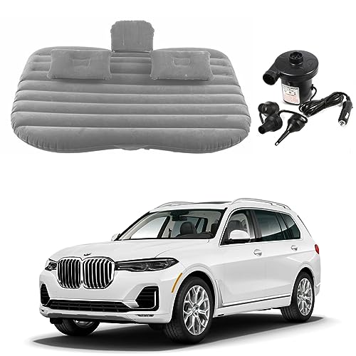 Image of Oshotto Multifunctional Car Travel Bed Mattress with Two Air Pillows, Car Air Pump Compatible with BMW X7 (Grey)