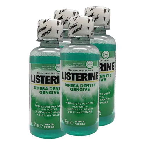 Colluttorio Al Fluoro, Difesa Denti e Gengive, Menta Fresca. Protezione Per Denti Più Forti e Gengive Più Sane In Sole 2 Settimane 95ml (4 Unità)