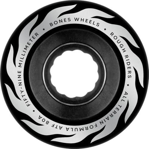 Bones Wheels ATF Rough Riders Eternal Flames Skateboard Wheels, 59mm, 80A, Black