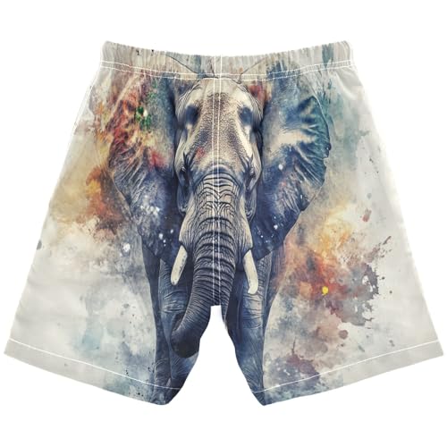Boys Beach Board Shorts Elephant Animal Graffiti Swim Trunk Teen Swimwear 8-16Y Multicolor2