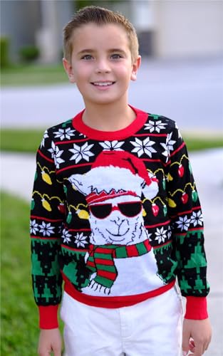 Enlifety 5-14T Kids Ugly Christmas Sweaters Boys LED Light Up Xmas Knitted Pullover4