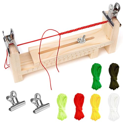 ARJDXDP Fabricante de Pulseras de Plantilla de Paracord Ajustable,Kit de Fabricación de Pulseras de Hilo,Wood Wristband Maker con 6 Cordones Paracaídas Y 2 Clips de Metal,Herramienta Punto Pulsera DIY