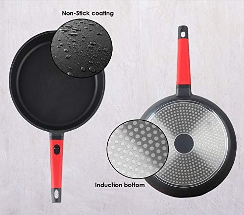 ANSIO Frying Pan Non Stick Induction Base with Detachable Handle, Compatible with Gas & Electric Hobs 28 cm / 11-inch Diameter Cast Aluminium