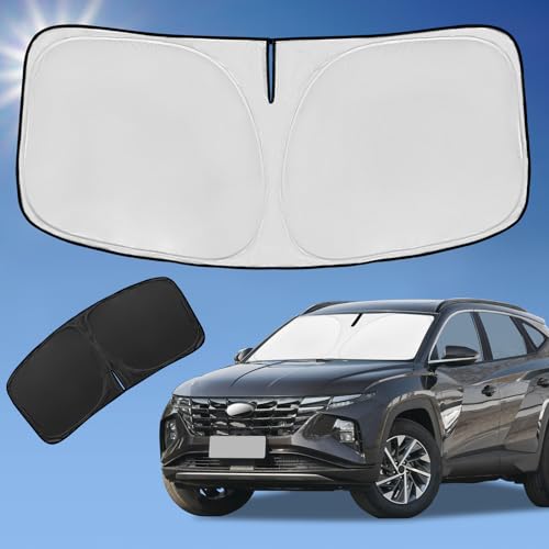 Sun Shade Sunshade for Hyundai Tucson 2022-2024 2025 2026 Windshield Cover,4-Layer Front Window Shade Custom fit Tucson Sun Visor 240T Retractable Shade Blocks UV Rays Cooler Car Accessories