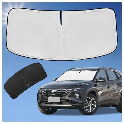 Sun Shade Sunshade for 2025 Hyundai Tucson Windshield Cover,4-Layer Front Window Shade Custom fit Tucson 2022-2024 2025 Sun Visor 240T Retractable Shade Blocks UV Rays Cooler Car Accessories