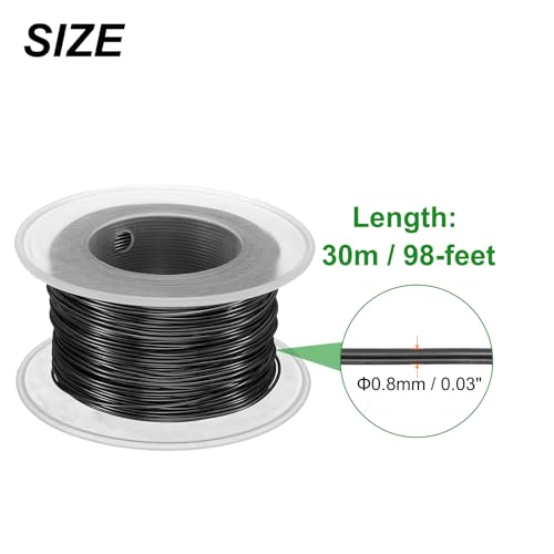 QUARKZMAN Bonsai Draht eloxiertes Aluminium Trainingsdrahtrolle 0,8mm Stärke 30m Länge Biegsamer Bonsai Baumdraht für Garten, Gartenbau, Landschaftsbau, Pflanzen, Schwarz