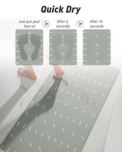 Extra Large Bath Mat Runner 24" X 48" Quick Dry Super Absorbent Bathroom Runner Rug Non Slip Rubber Backed Bath Runner Rug Random Stripes Print Long Bathroom Rugs Runner Beside Bath Tub Sink, Gray #TOP2