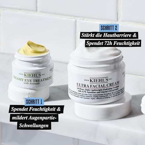 KIEHL’S Ultra Facial Cream, 50 ml + gratis Avocado Eye Cream 7 ml, leichte Gesichtscreme mit Squalan und Glykoprotein, 72 h Feuchtigkeitsversorgung, feuchtigkeitsspendende Avocado-Augencreme