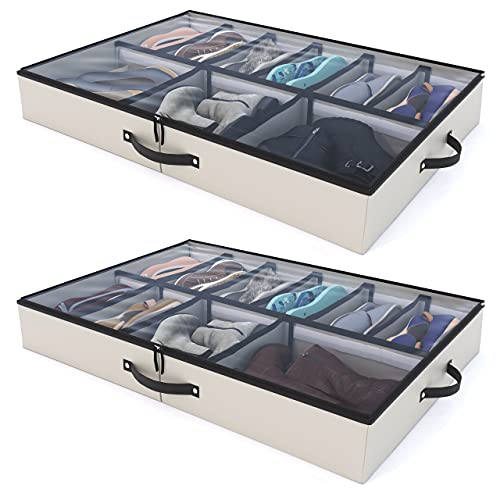 Woffit Under Bed Shoe Storage Organizer Set of 2 Large Containers