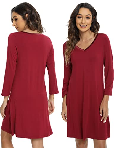 Image of GYS Womens Bamboo Viscose Nightgown Super Soft Lightweight Night Shirts for Sleeping