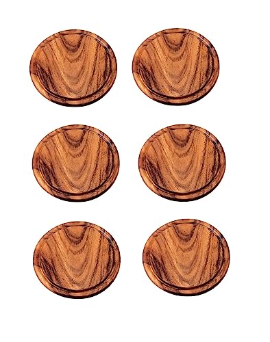 Kesper - 6er Pack Fleischteller mit Saftrille - Frühstücksbrettchen Essbrett - Akazienholz - rund 25 cm ø