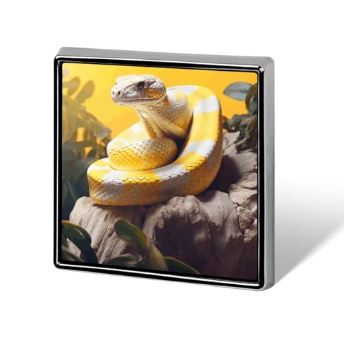 Square Lapel Pins Square Brooceh Badge for Backpacks Or LapelsYellow And White Python Lapel Accessory