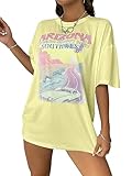SOLY HUX Women's Graphic Tees Cute Print Short Sleeve Tee Preppy Clothes Casual Vintage Summer Oversized T Shirt Top Yellow Graphic XS