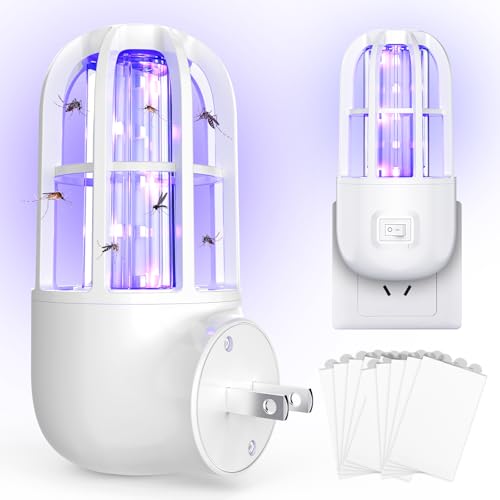 TFNN 殺虫器 光誘導 粘着式捕虫器 コバエ取り 蚊除け ライトトラップ 薬剤不要 虫除け UV光源式 省エネ 物理的に退治 赤ちゃんや妊婦でも使え 強力 無音 匂いなし 蚊取り 寝室/風呂場/キッチンに適応 PSE取り済 (10枚粘着シート入り)