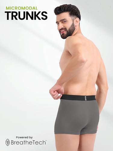 Image of Freecultr Men's Underwear Micromodal Airsoft Trunk - Ultra Soft, Sweat Proof, Non-Itch, No Chafing, Anti Bacterial Fabric (Pack of 3) | Mens Underwear Combo Pack of 3
