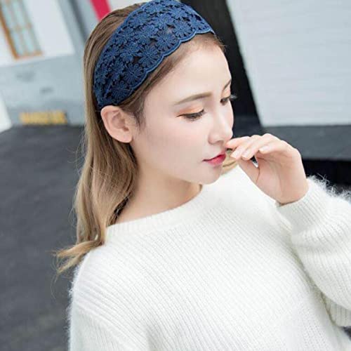 Fzbnsrko 5 Pcs Wide Lace Headband,Wide Floral Lace Headbands Non-Slip Multicolor Lace Headband For Women And Girls,Random Color #TOP2