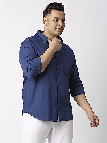 Image of Thomas Scott Men's Plus Size Cotton Casual Shirt | Regular Fit | Long Sleeves | Spread Collar | Solid | Soft & Breathable | Everyday Comfort Shirt for Men