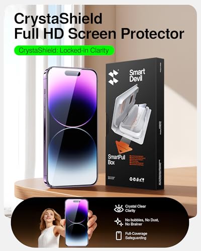 Image of SMARTDEVIL 2 Pack Tempered Glass for iPhone 14 Pro Max Screen Protector | Military-Grade Shatterproof Protection, Crystal Clear, 9H Hardness, Fast & Easy Installation, Scratch Proof, Case Friendly