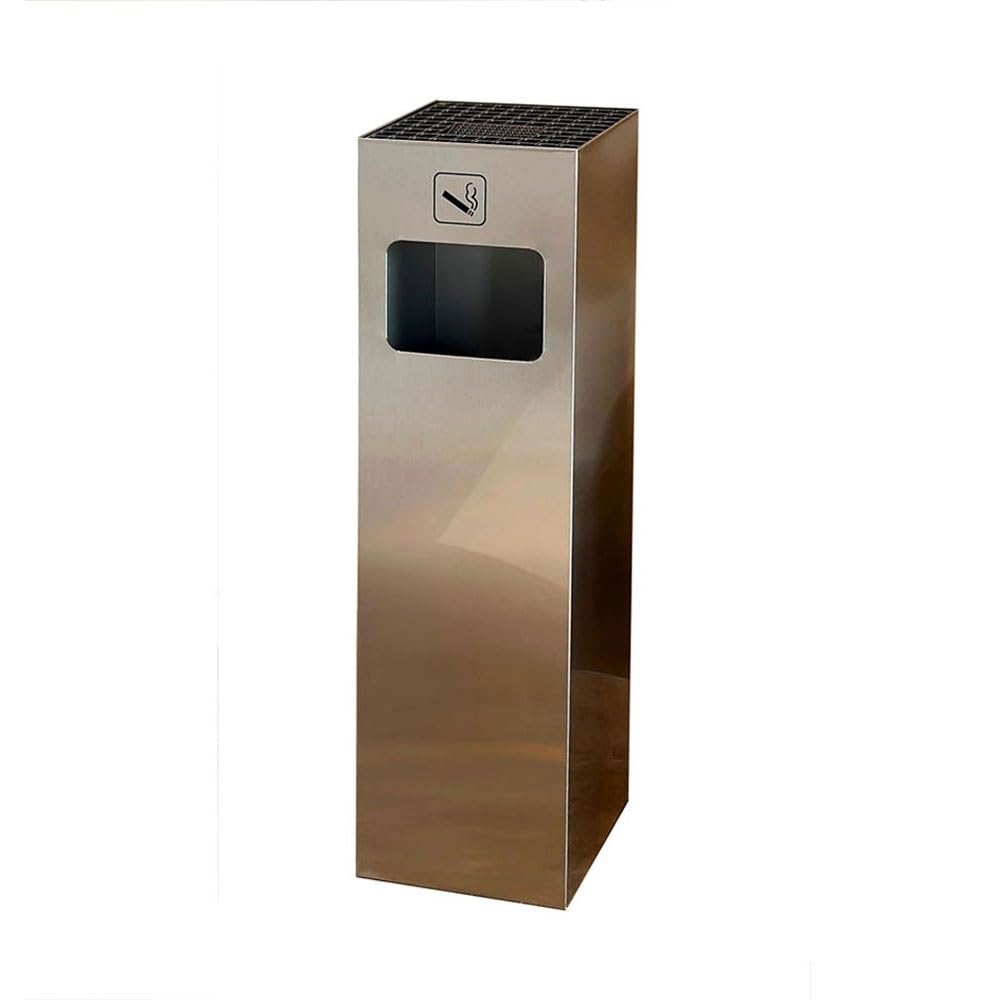 OLSKFUH Outdoor Ashtray Stainless Steel Vertical Ash Pillar Hotel Lobby Iron Baking Paint Trash Can Soot Column Trash Can,Silver
