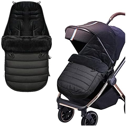 AUPOWER Footmuff, Universal Footmuff for Pushchair Waterproof and Windproof Fleece Lined Stroller Pram, Black Cover