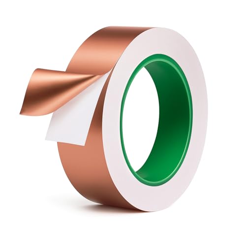 Jerhyun Copper Foil Tape, Cinta de Cobre Emi Conductora Por Ambos Lados para Protección de Plantas Exterior(30mmx20m)