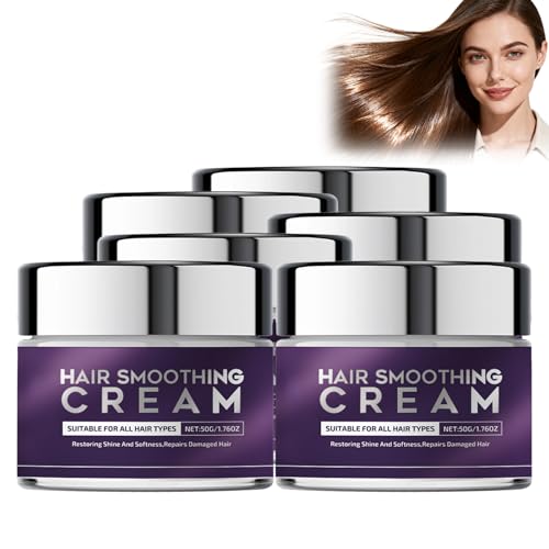 Crema alisadora para cabello rizado y encrespado con proteínas, crema alisadora y alisadora con queratina, crema hidratante nutritiva antiencrespamiento para cabello dañado, tratamiento suave y sedoso