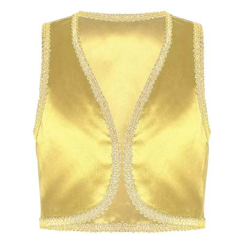 Sxiwei Kids Boys Open Front Vest Fairytale Theme Party Waistcoat Tops Arabian Prince Fancy Dress Up