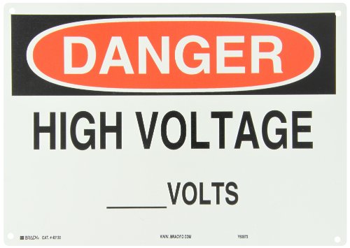 Panneau de Signalisation Danger Haute Tension Volts Brady 43130 Noir Rouge