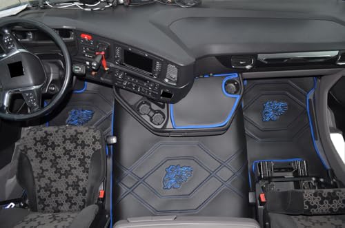 Tapis Scania R passager Gryffin noir/bleu antidérapant et résistant pour cabine 2017+