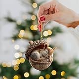 5Pcs Weihnachtsbaumschmuck Tierornamente – Gemütliche Weihnachtsornamente Acryl Niedliche Tier-Weihnachtsbäume Hängende Dekorationen Rustikale Wohnaccessoires mit Naturmotiven Für Tierliebhaber (A)