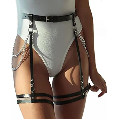 Zookey Punk-Leder-Körperkette, schwarzes Leder, Beinkette, Leder, geschichtet, Taillenkette, Gürtel, Schmuck für Frauen und Mädchen Cover
