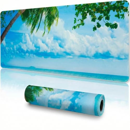 Image of Saco XXL Gaming Mouse Pad for PC - Large Desk Mat 900x400x3mm, Extended Non-Slip Rubber Base, Waterproof Surface, Scenery Design, Big Keyboard Mouse Pad for Office & Home Setup