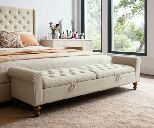 Aortzio Storage Bench for Bedroom, 65.8'' Tufted End of Bed