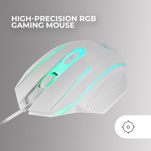MCP124PRO, Combo Gaming 4in1, Tastiera RGB H-Mech con Poggiapolsi, Mouse RGB 3200DPI e Switches HUANO, Cuffie FRGB, Tappetino Nanotessile 36x26cm, Multipiattaforma, Francese, Bianco - Tastiera gaming - Immagine 2