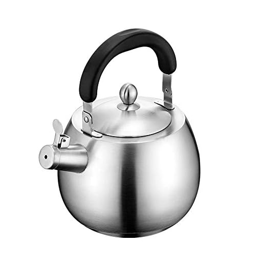 Heavy Duty Tea Kettle Stovetop Whistling Teakettle Teapot,seamless bottom, Stainless Steel 304, Brushed finish (4L)