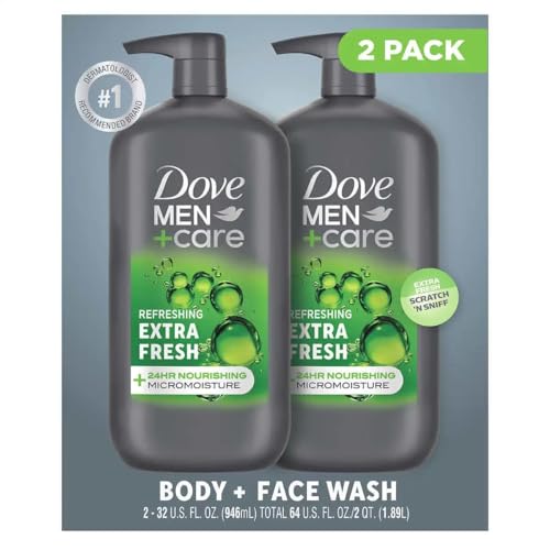 Dove Men+Care Body and Face Wash Extra Fresh 32 Fluid Ounce (Pack of 2)