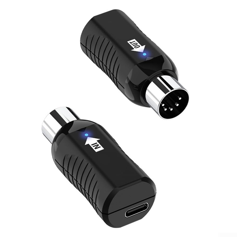 Feegow Adaptador MIDI inalámbrico, baja latencia, recargable, negro, 24 x 18 x 50 mm, USB, 1 canal, compatible con piano digital, teclado