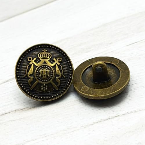 Image of REENA Shield Bronze Metal (6+6) Round Button for Coat Blazer Suit, Sherwani and Indian Dresses Sports Coat Uniform Jacket - Beautiful Ethnic Classy Design