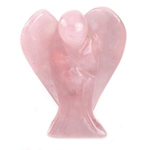CrystalTears Rose Quartz Crystal Guardian Angel 1.5” Healing Crystal Gemstone Pocket Angel Figurine Gifts for Birthday Christmas Mother’s Day