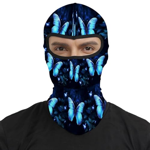 Balaclava para Hombres y Mujeres Azul con Estampado de Mariposa, Mascarilla de Moto, Máscara Facial Completa para Cabeza, Gorro Calentador para el Cuello miniatura 2