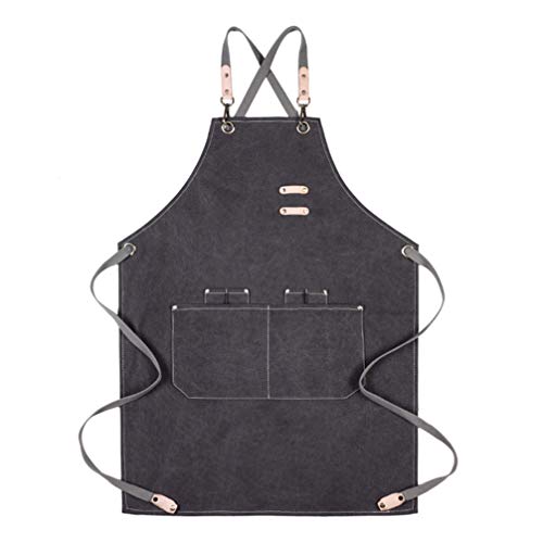 UPKOCH 1 pc Delantal de Lona Barista Delantal Ajustable para Servir con Bolsillos para Restaurante cafetería Barbacoa…