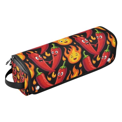 Bolsa organizadora y tapete resistente al calor para herramientas de cabello, diseño portátil en negro con pimienta roja picante miniatura 1