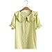 T Shirt Donna, T-Shirt da Donna Verde Collo A Bambola Ruffle Camicetta A Manica Corta Estiva Cardigan con Bottoni di Grandi Dimensioni Sweet Ladies Top Loose Tee Camicie Casual di Base,4XL