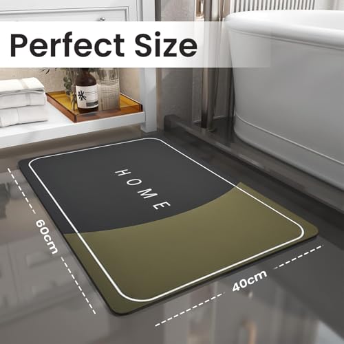 Image of MAXOSHINE PVC Bathroom Mats Anti Slip | Water Absorbent Bath Floor Mat | Quick Dry Anti Skid Bathroom Mats for Home | Door Mat for Wet Area 40x60 CM (Home Green)