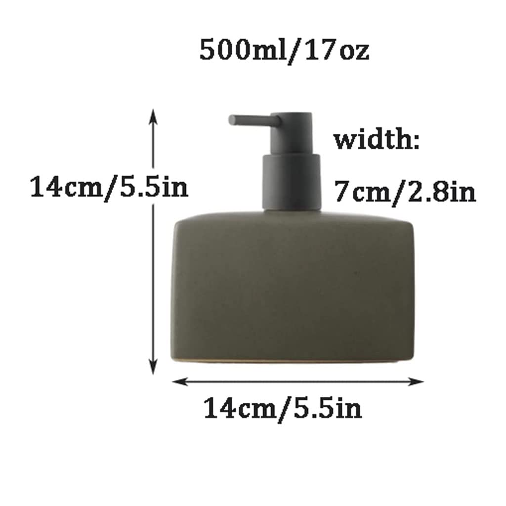 NZPOST Distributore di Sapone Ricaricabile da 500 ml/17 oz, distributore di Sapone in Ceramica con Pompa in Acciaio Inossidabile, distributore di Sapone per Piatti (B)
