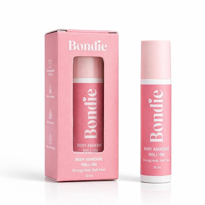 Bondie Liquid Body Adhesive for Clothes Fashion Tape Alternative for Low-cut Styles, Strapless Dresses and Work Blouses-Clothing Glue That Holds All Day Sweat and Dance Proof-10ml