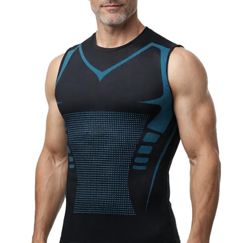 North Alpine Compression Shirt Mens Tank Tops Slimming Body Shaper Vest Sport Running Dry Fit Gym Shirt (US Alpha XX-Large Regular Regular Black)